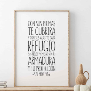 Affiche Con Sus Plumas Te Cubrirá, Salmos 91:4