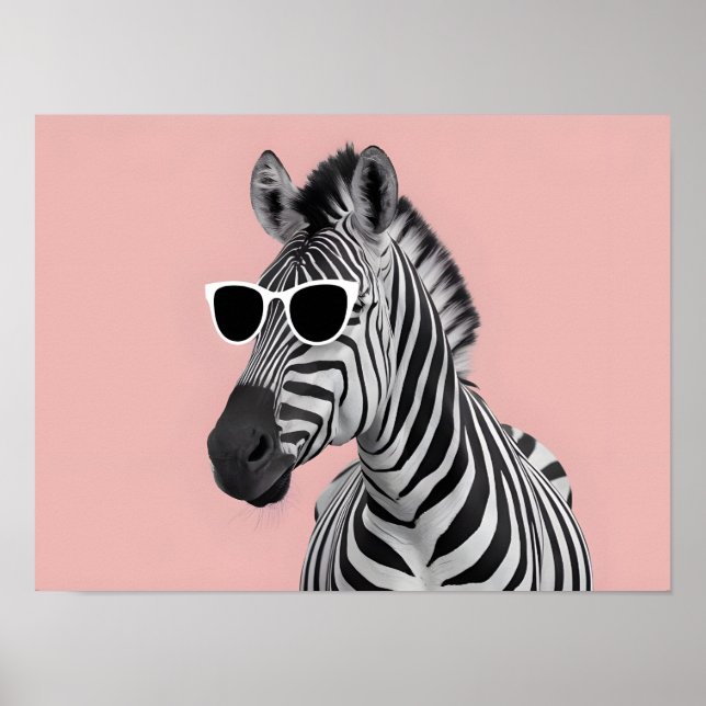 Affiche Concept animal créatif : Zèbre avec lunettes de so (Devant)