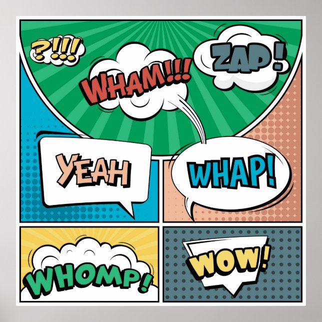 Affiche concept créatif Abstrait comic pop art style blan (Devant)