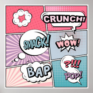 Affiche concept créatif Abstrait comic pop art style blan