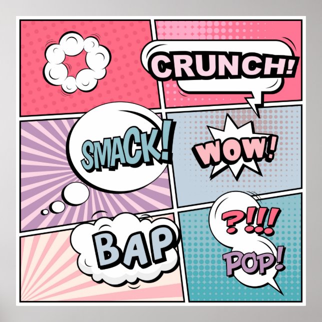 Affiche concept créatif Abstrait comic pop art style blan (Devant)