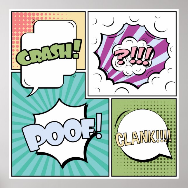 Affiche concept créatif Abstrait comic pop art style blan (Devant)