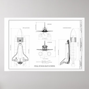Affiche Concept de navette spatiale vintage Dessin techniq