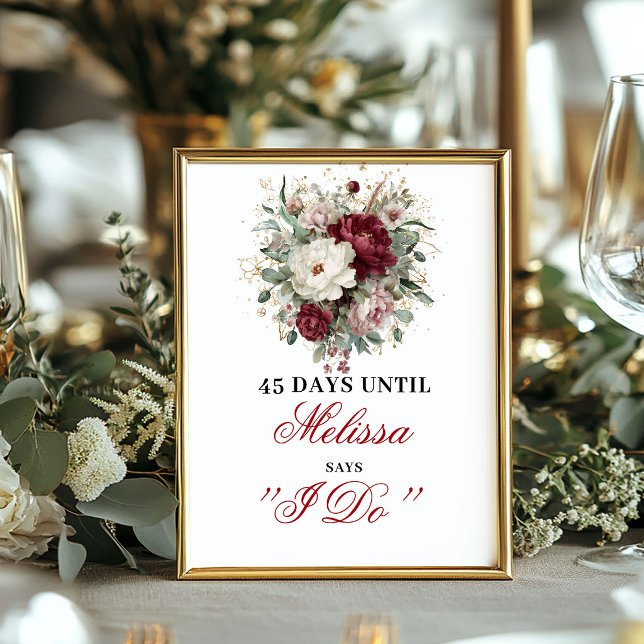 Affiche Concepteur Blush Bourgogne Dais Jusqu'à ce que je  (Designer Blush Burgundy Dais Until I Do Sign)