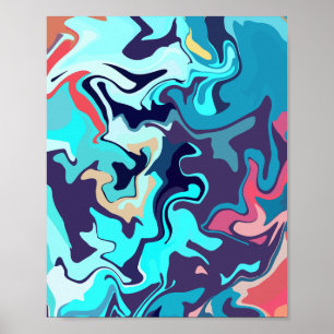 Affiche Conception abstraite aux tons turquoise apaisants