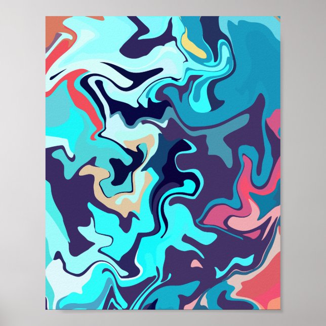 Affiche Conception abstraite aux tons turquoise apaisants (Devant)