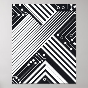 Affiche Conception abstraite des cartes de circuits géomét