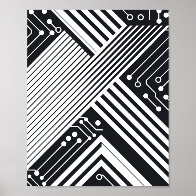 Affiche Conception abstraite des cartes de circuits géomét (Devant)
