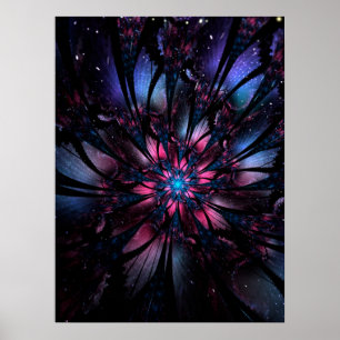 Affiche Conception Abstraite des fleurs fractales.