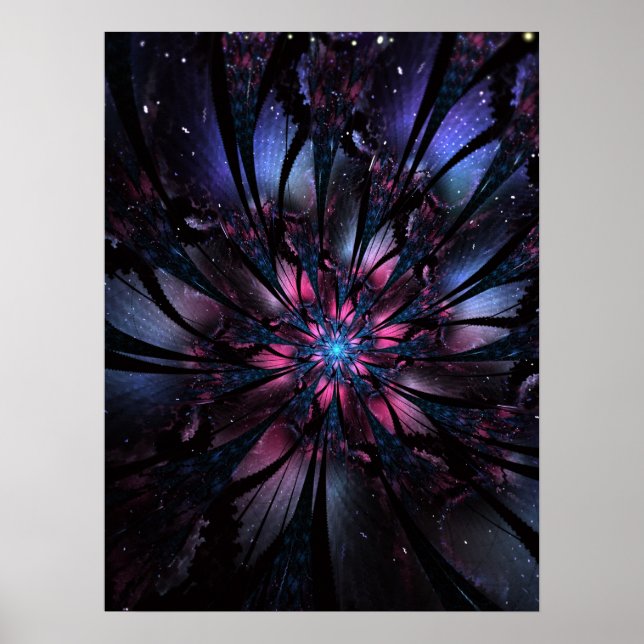Affiche Conception Abstraite des fleurs fractales. (Devant)