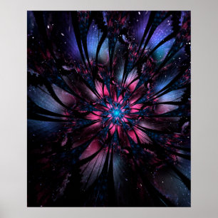 Affiche Conception Abstraite des fleurs fractales.