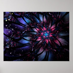 Affiche Conception Abstraite des fleurs fractales.