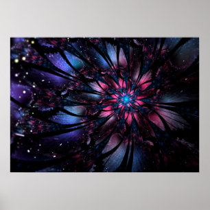Affiche Conception Abstraite des fleurs fractales.