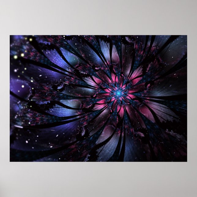 Affiche Conception Abstraite des fleurs fractales. (Devant)