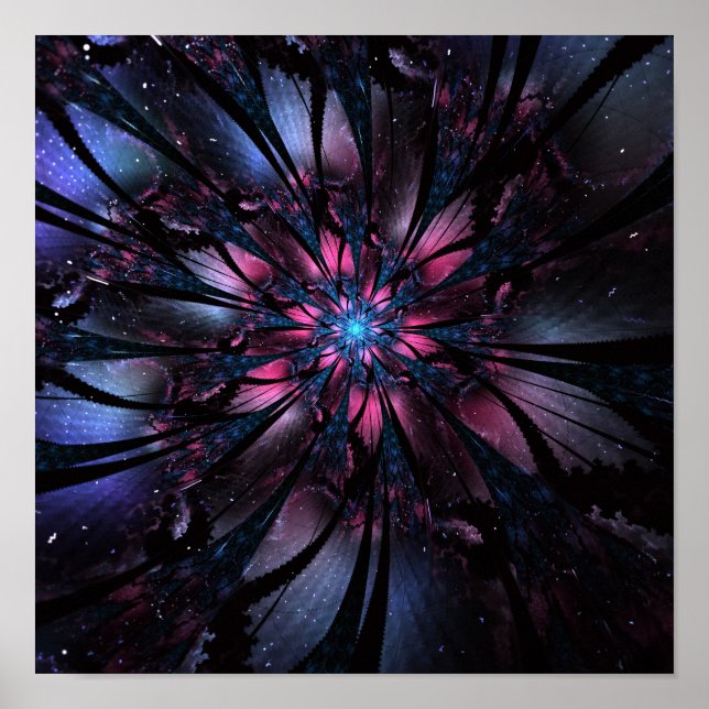 Affiche Conception Abstraite des fleurs fractales. (Devant)