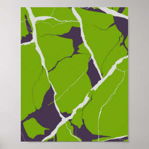 Affiche Conception Abstraite d'une Surface Verte Fracturée