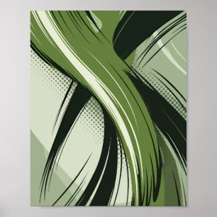 Affiche Conception Abstraite dynamique verte