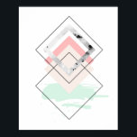 Affiche Conception abstraite géométrique<br><div class="desc">Ce design est composé d'un design rose et vert menthe, encadré de formes géométriques noires.</div>