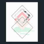 Affiche Conception abstraite géométrique<br><div class="desc">Ce design est composé d'un design rose et vert menthe, encadré de formes géométriques noires.</div>