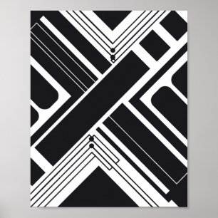 Affiche Conception abstraite géométrique en noir et blanc