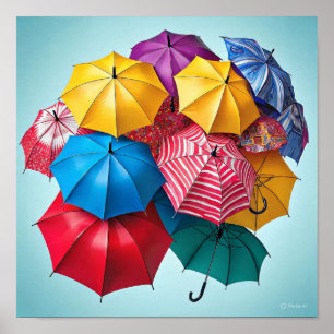 Affiche Conception Abstraite moderne des parapluies
