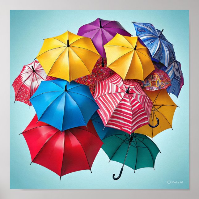 Affiche Conception Abstraite moderne des parapluies (Devant)