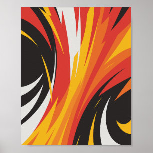 Affiche Conception abstraite rouge, orange et jaune
