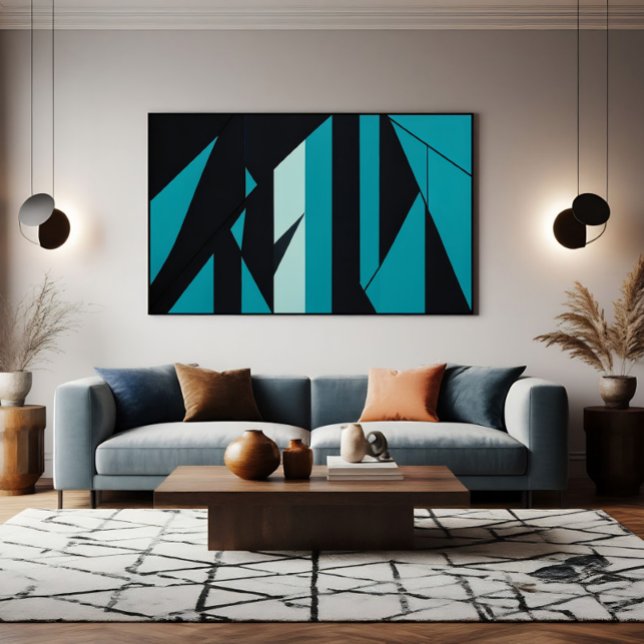Affiche Conception Abstraite Turquoise Noir (Créateur téléchargé)