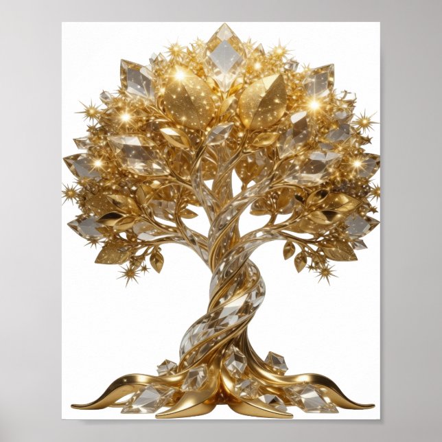 Affiche Conception Arbre de Vie en Argent GRAS (Devant)