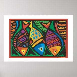 Affiche Conception artistique abstraite de poissons