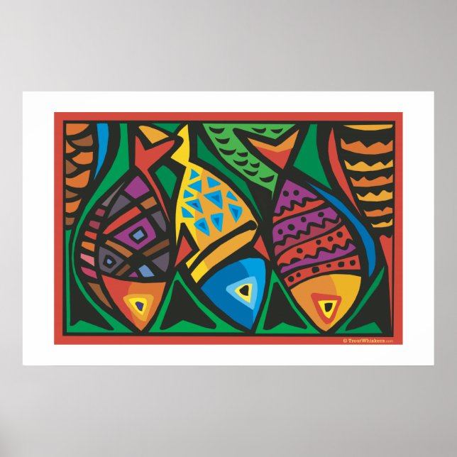Affiche Conception artistique abstraite de poissons (Devant)