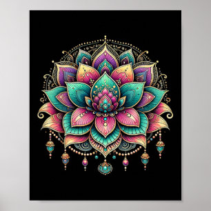 Affiche Conception artistique de mandala de lotus coloré