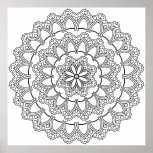 Affiche Conception artistique de mandala en anneau à pétal