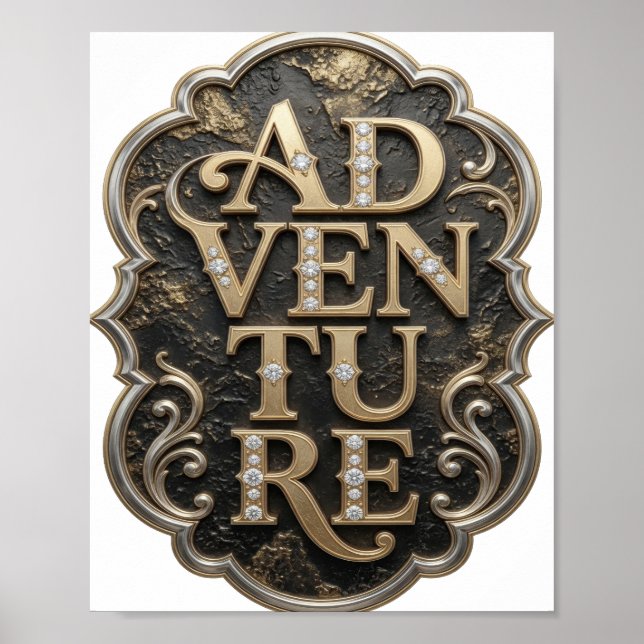 Affiche Conception audacieuse d'aventure en or frappant (Devant)