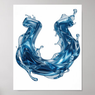 Affiche Conception audacieuse de giclée d'EAU Bleue Cool
