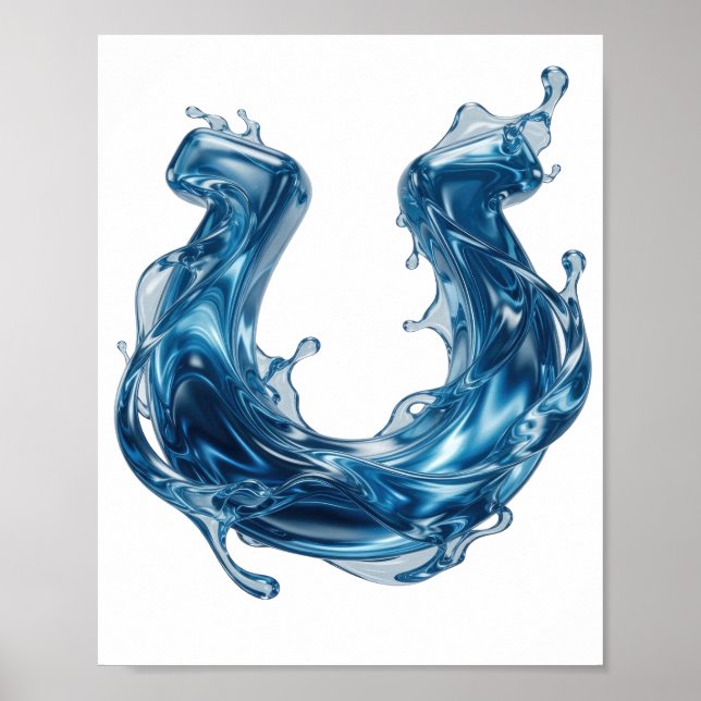 Affiche Conception audacieuse de giclée d'EAU Bleue Cool (Devant)