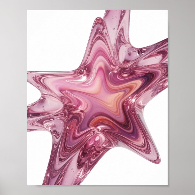 Affiche Conception audacieuse d'étoile de verre rose dynam (Devant)