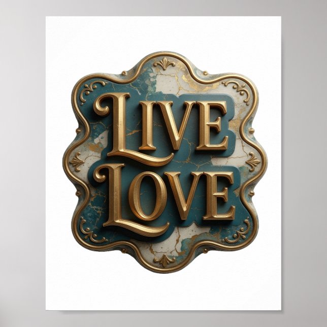 Affiche Conception audacieuse Fresh Gold VIVEZ AMOUR (Devant)