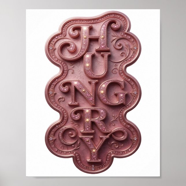 Affiche Conception audacieuse rose HUNGRY dynamique (Devant)