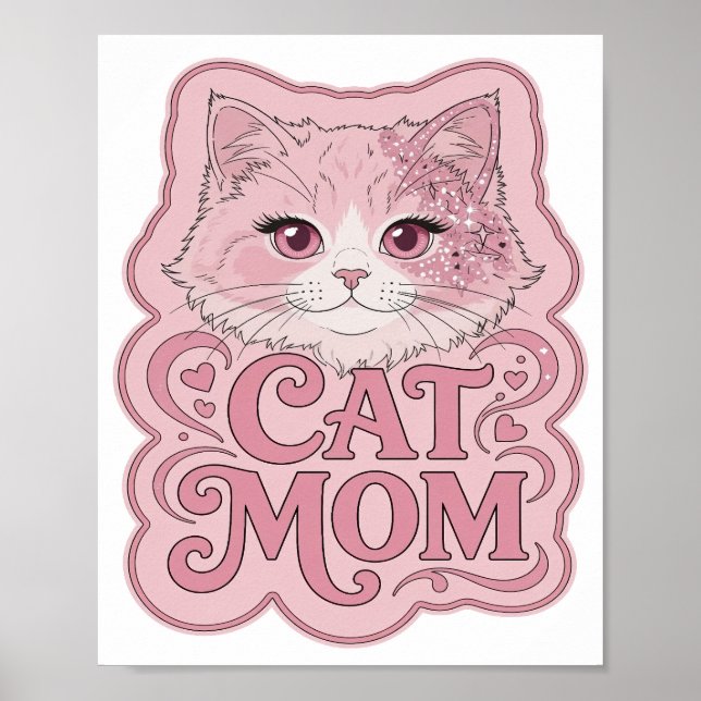 Affiche Conception audacieuse rose MAMAN CHAT Bold (Devant)