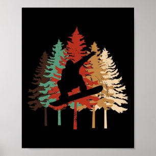 Affiche Conception cadeau de snowboard Style pin Vintage