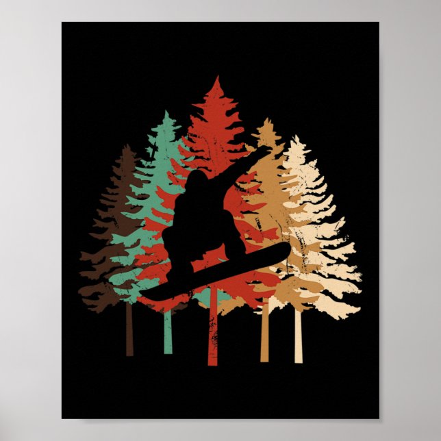 Affiche Conception cadeau de snowboard Style pin Vintage (Devant)
