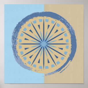 Affiche Conception circulaire Abstraite en bleu et en bron