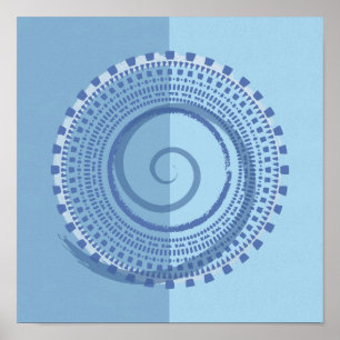 Affiche Conception circulaire géométrique bleue Abstraite