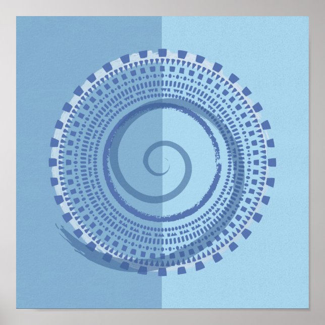 Affiche Conception circulaire géométrique bleue Abstraite (Devant)
