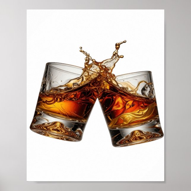 Affiche Conception Classique Argent WHISKY SPLASH (Devant)
