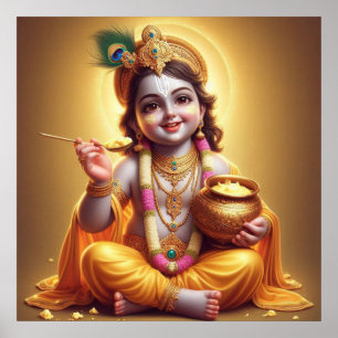 Affiche Conception classique de pot de Makhan de Krishna b