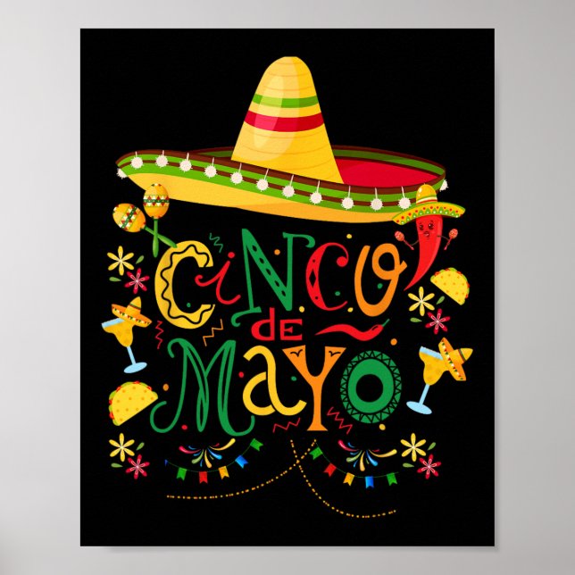 Affiche Conception colorée amusante Cinco De Mayo (Devant)