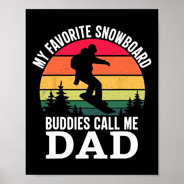 Affiche Conception cool Snowboard Pour Hommes Papa Snowboa (Devant)