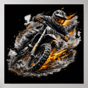 Affiche Conception d'action de moto cross Dirt Bike Blaze